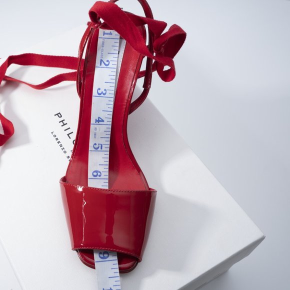 NIB Philosophy Di Lorenzo Serafini wrap Sandal in red-patent leather - Picture 11 of 12
